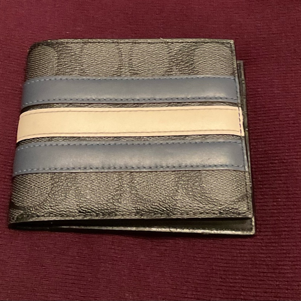 Coach Slim Billfold Wallet In Signature Canvas With Varsity Stripe